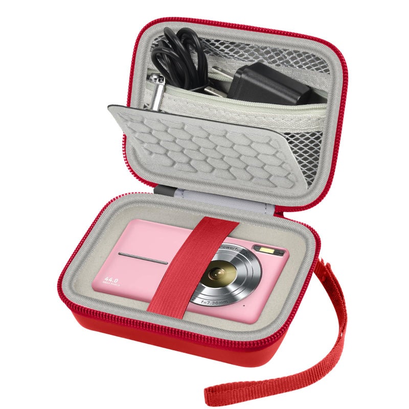 Comecase Carrying & Protective Case for Digital Camera, AbergBest 21 Mega Pixels 2.7" LCD Rechargeable HD/Kodak Pixpro/Canon PowerShot ELPH 180/190 / Sony DSCW800 / DSCW830 Cameras for Travel - Red - Image 1