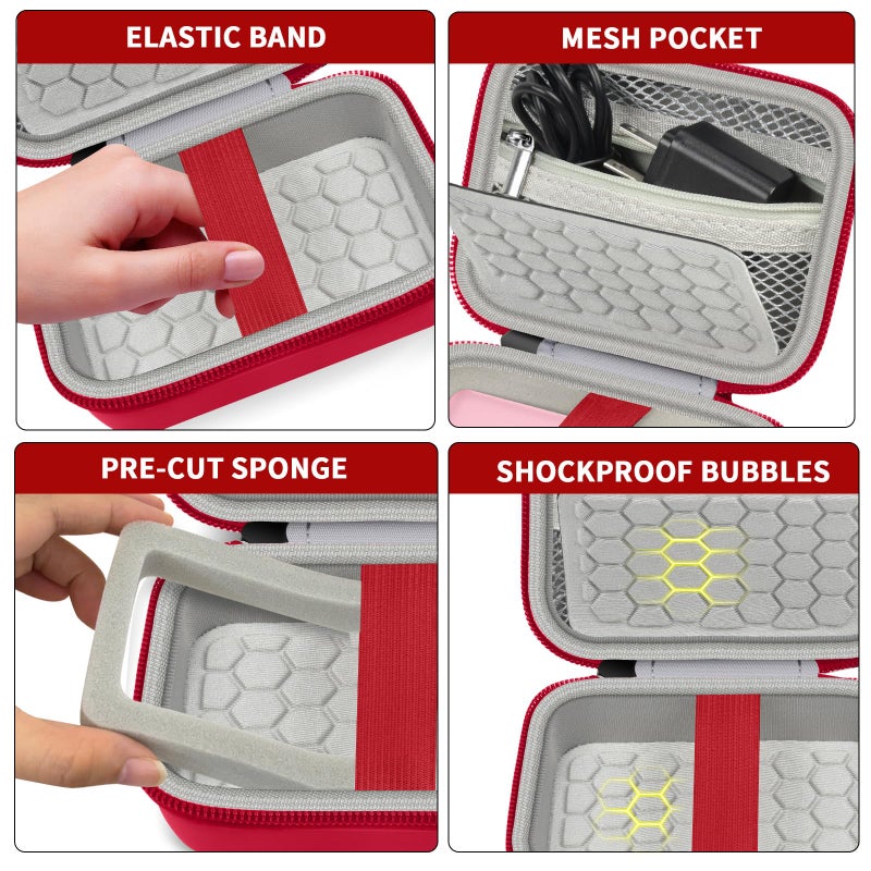 Comecase Carrying & Protective Case for Digital Camera, AbergBest 21 Mega Pixels 2.7" LCD Rechargeable HD/Kodak Pixpro/Canon PowerShot ELPH 180/190 / Sony DSCW800 / DSCW830 Cameras for Travel - Red - Image 4