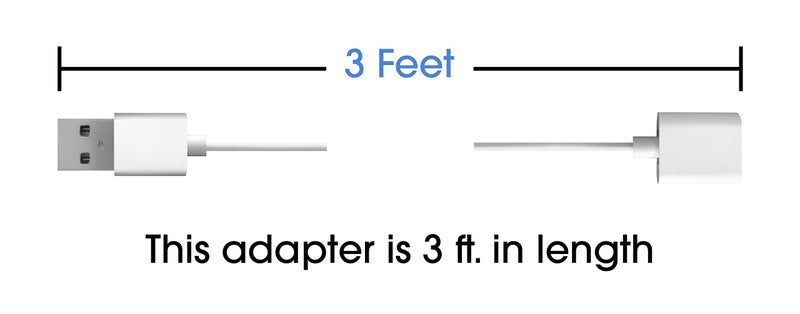 TechMatte Charging Adapter Electronic Cable Compatible with Apple Pencil 1st Generation, Male to Female Flexible Connector, Laptop (White-3 Feet) - Image 4