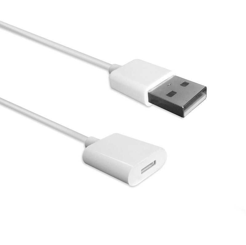 TechMatte Charging Adapter Electronic Cable Compatible with Apple Pencil 1st Generation, Male to Female Flexible Connector, Laptop (White-3 Feet) - Image 1