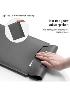 Excefore Laptop Sleeve Bag Protective Laptop Sleeve Compatible With Macbook 12 Inch Polyester Vertical Case With Pocket Pu Bag With Small Case Gray  - Image 4