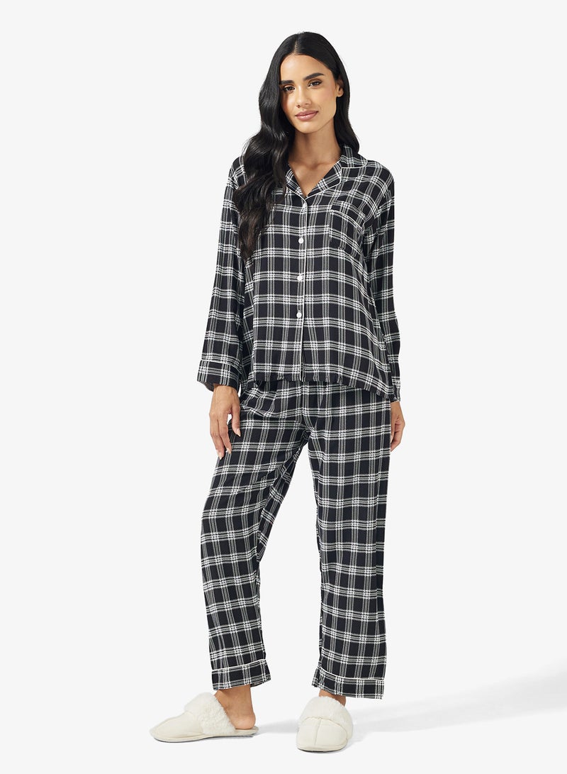 Ginger Button Up Checkered Shirt & Pyjama Set - Image 5