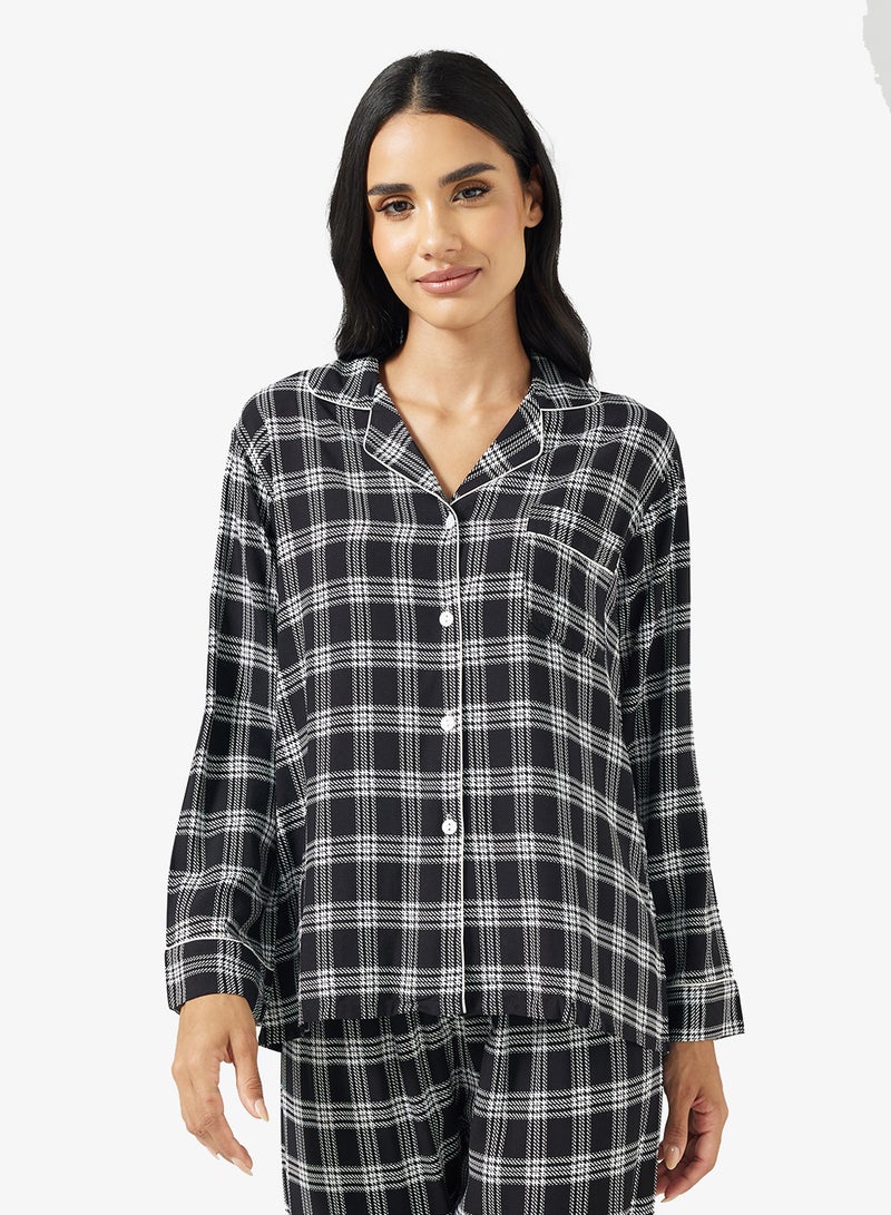Ginger Button Up Checkered Shirt & Pyjama Set - Image 3