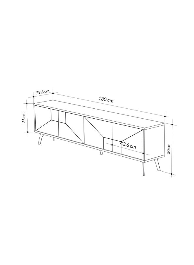 Mourah Home Dune Tv Stand Up To 70 Inches Tvs | Modern Tv Cabinet 4Door | Modern Tv Units For Living Room | Storage Cabinet | 180X29.6X50 Cm| Light Mocha  - Image 4