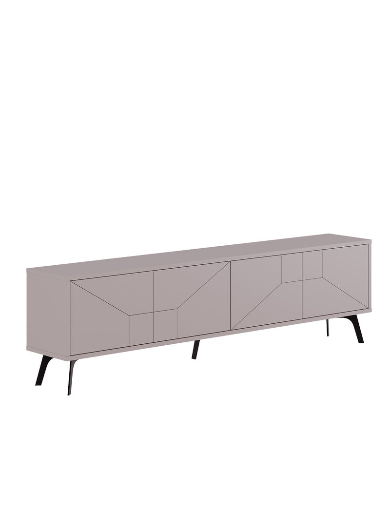 Mourah Home Dune Tv Stand Up To 70 Inches Tvs | Modern Tv Cabinet 4Door | Modern Tv Units For Living Room | Storage Cabinet | 180X29.6X50 Cm| Light Mocha  - Image 3