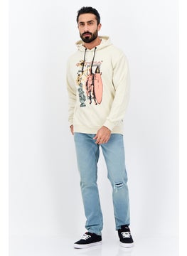 Goliath Men Hooded Long Sleeve Graphic Print Sweatshirt, Beige  - Image 4
