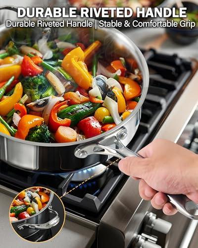 Cooks Standard Classic Stainless Steel Saute Pan 11-inch, 5 Quart Induction Cookware Deep Frying Pan Cooking Skillet with Lid, Stay-Cool Handle - Image 4
