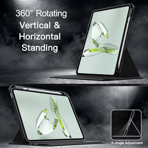 TGK Rotating Case Cover for OnePlus Pad Go 11.35 inch Tablet with Pencil Holder Trifold Stand Covers Clear Back (Lavender) - Image 5