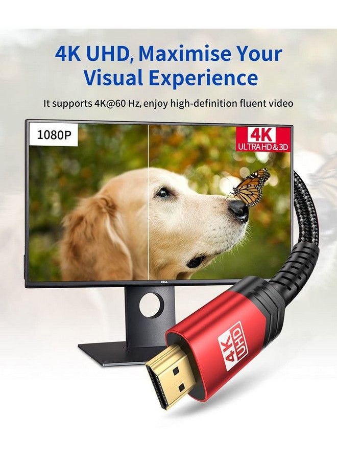 JSAUX - 4K Hdmi Cable 2 Pack 3Ft 18Gbps High Speed Hdmi 2.0 Braided Cord 4K 60Hz Hdr 2K 1440P 144Hz 1080P Hdcp 2.2 3D Arc Ethernet Compatible For Monitor Smart Tv Pc Ps5 Ps4 Blu Ray Red - Image 1