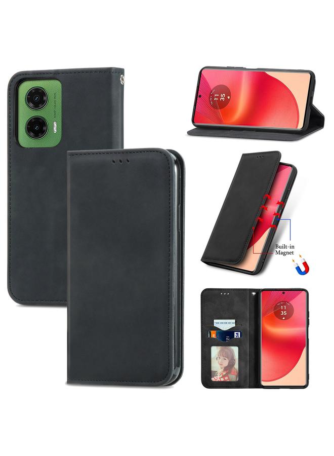 S-TOP Case For Motorola Moto G35 Retro Skin Feel Magnetic Flip Leather Phone Case - Image 1