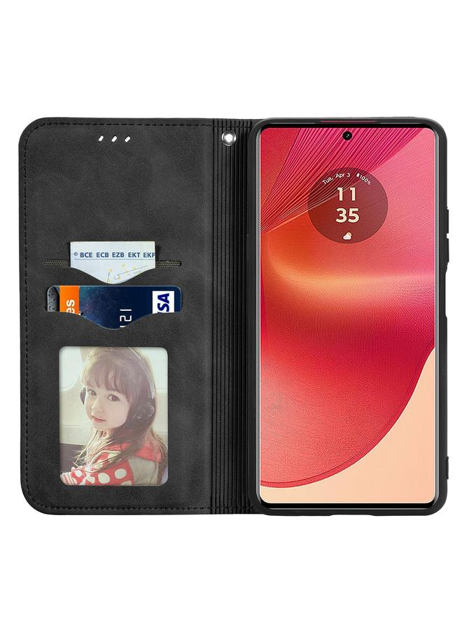 S-TOP Case For Motorola Moto G35 Retro Skin Feel Magnetic Flip Leather Phone Case - Image 3
