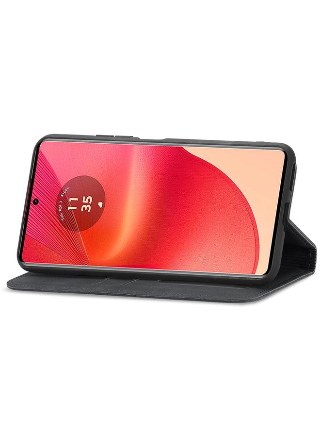 S-TOP Case For Motorola Moto G35 Retro Skin Feel Magnetic Flip Leather Phone Case - Image 4