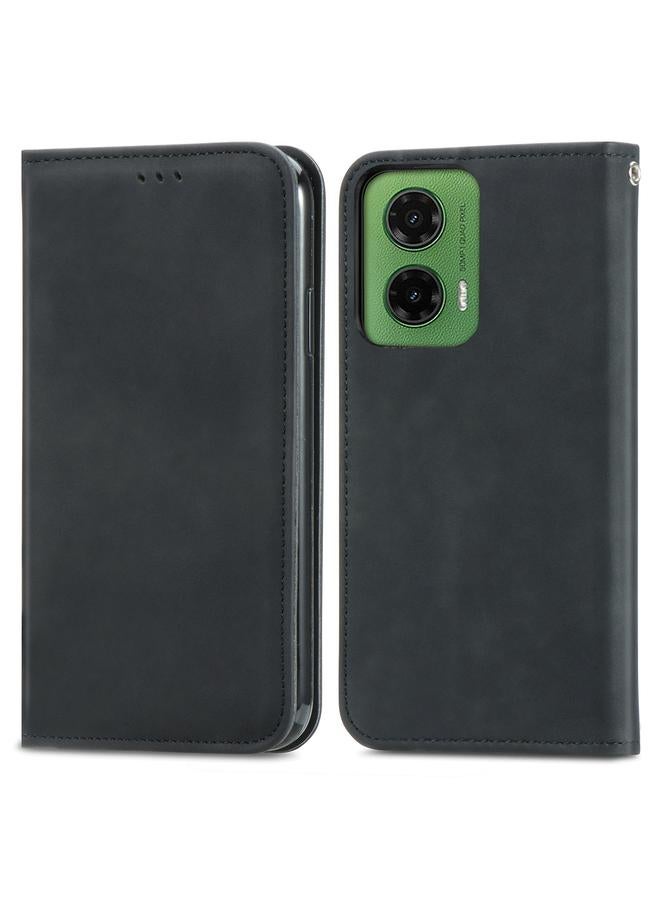 S-TOP Case For Motorola Moto G35 Retro Skin Feel Magnetic Flip Leather Phone Case - Image 2