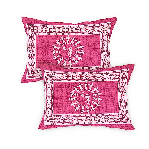 RajasthaniKart® Pure 100% Cotton Double Bed Sheet with 2 Pillow Covers (Bedsheet for Double Bed Cton, Pink, 5274) - Image 2