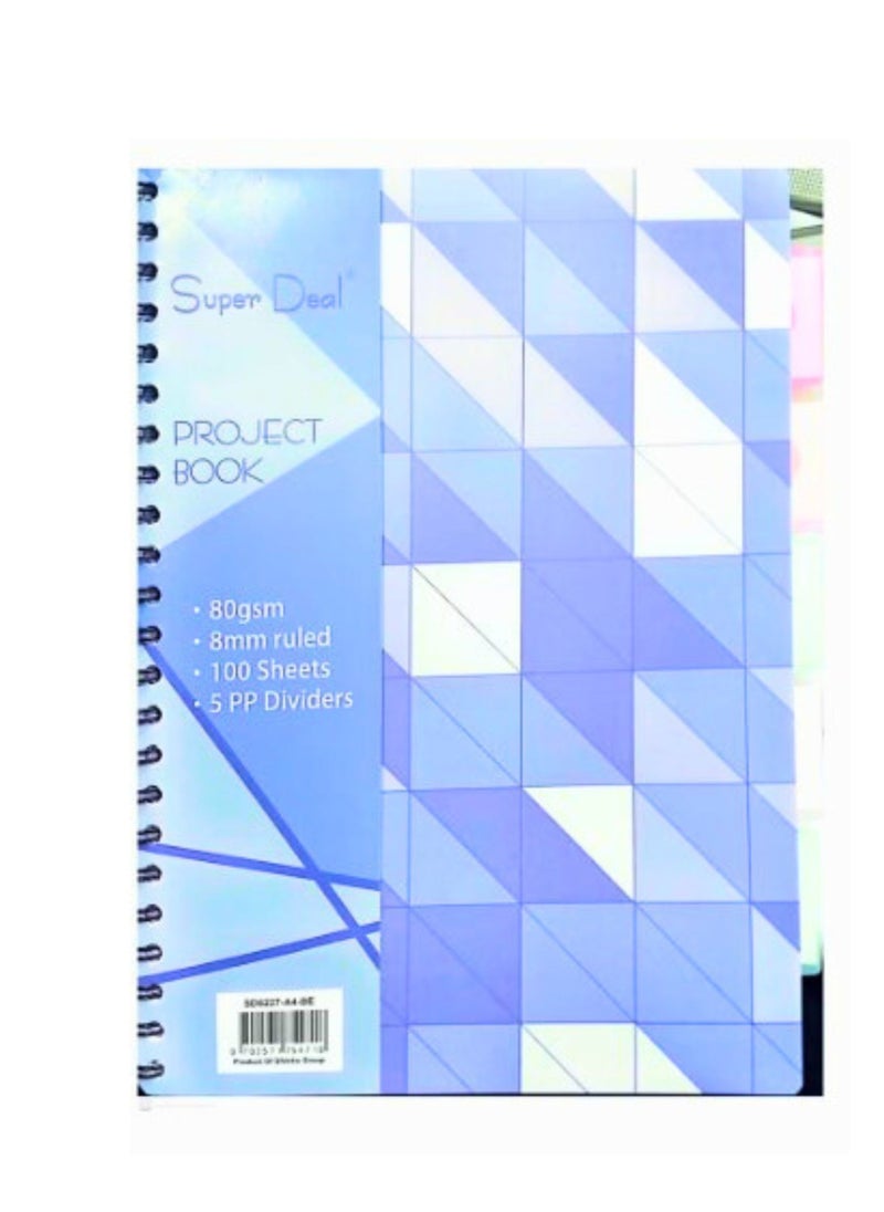 SUPER DEAL Project Book 80gsm 100Sheets 5pp Dividers Assorted Color  - Image 2