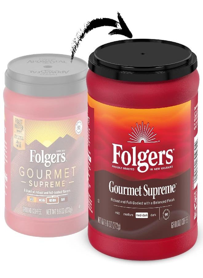 Folgers Folgers Gourmet Supreme Medium Dark Roast Ground Coffee, 9.6 Ounces (Pack of 6)  - Image 1