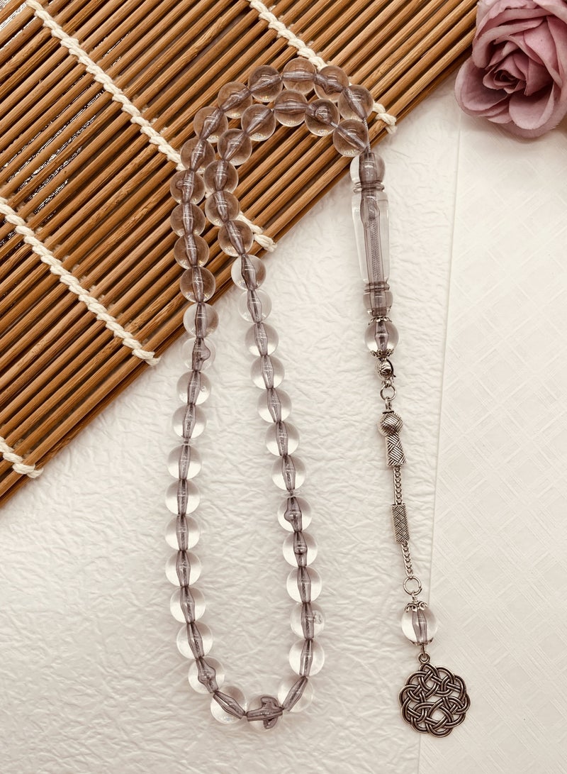 10mm 45-bead moon glass transparent acrylic prayer beads, handcrafted by Muslims - Image 1