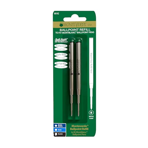 Monteverde USA Soft Roll Ballpoint Refill For Montblanc Pens - Black (2 Pack) (M142BK) - Image 5