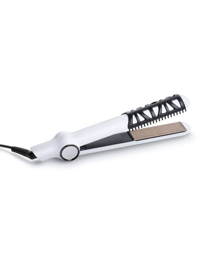 InStyler Cerasilk 1" White Ceramic Styling Iron - Smooth & Straighten Hair While Helping Protect from Damage - Beveled Edges for Crease-Free & Frizz-Free Styling - for All Hair Types - Image 1