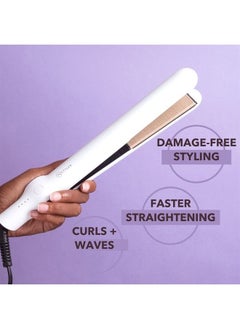 InStyler Cerasilk 1" White Ceramic Styling Iron - Smooth & Straighten Hair While Helping Protect from Damage - Beveled Edges for Crease-Free & Frizz-Free Styling - for All Hair Types  - Image 2