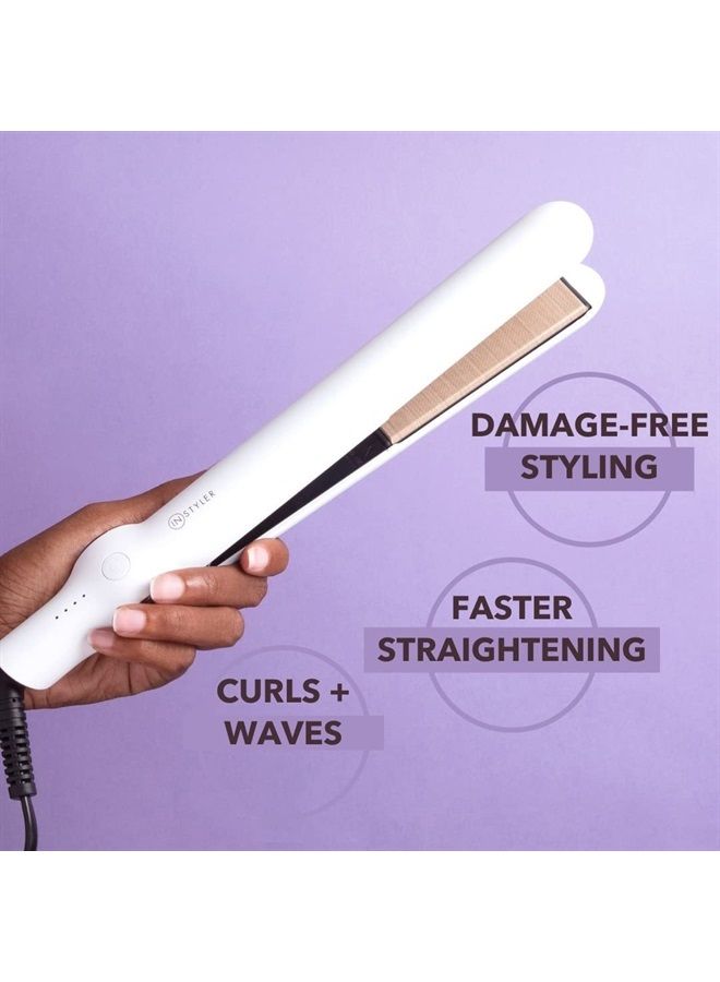 InStyler Cerasilk 1" White Ceramic Styling Iron - Smooth & Straighten Hair While Helping Protect from Damage - Beveled Edges for Crease-Free & Frizz-Free Styling - for All Hair Types - Image 2