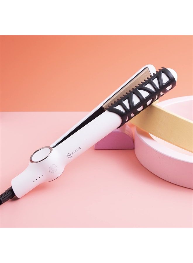 InStyler Cerasilk 1" White Ceramic Styling Iron - Smooth & Straighten Hair While Helping Protect from Damage - Beveled Edges for Crease-Free & Frizz-Free Styling - for All Hair Types - Image 3