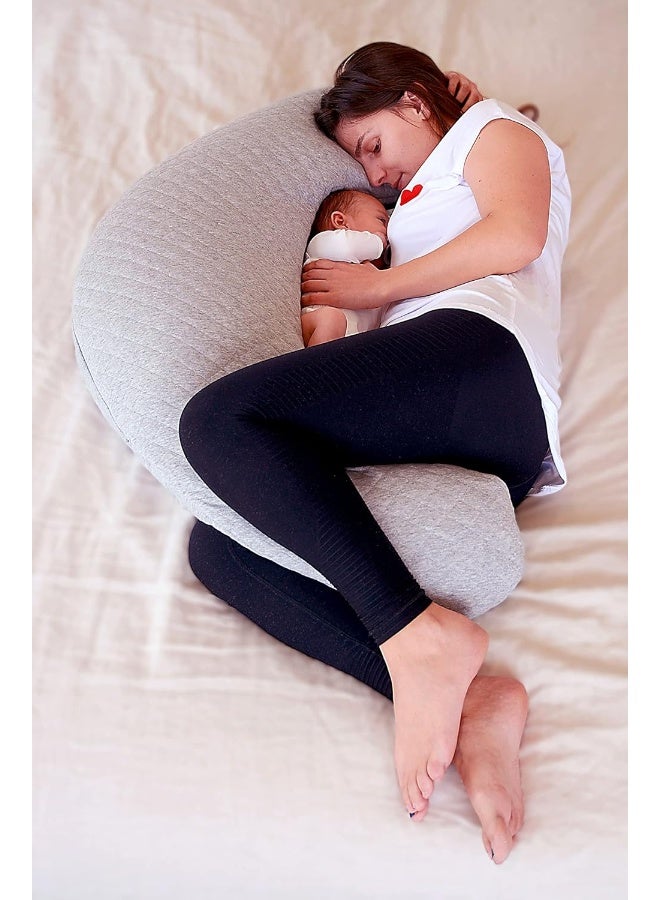 BEABA , Big Flopsy Nursing Pillow, Pregnancy Pillow, Multifunctional Pregnancy Pillow, Suitable For Sleeping/Breastfeeding, Support, Relaxation And Comfort, Cotton Flower, Grey Mottled - Image 4