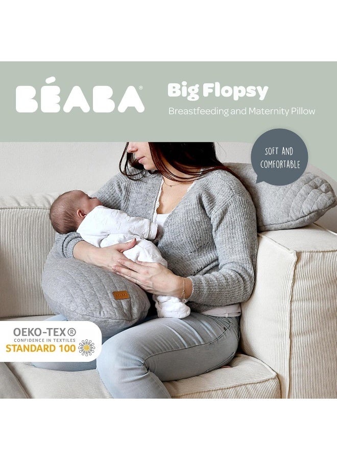 BEABA , Big Flopsy Nursing Pillow, Pregnancy Pillow, Multifunctional Pregnancy Pillow, Suitable For Sleeping/Breastfeeding, Support, Relaxation And Comfort, Cotton Flower, Grey Mottled - Image 5