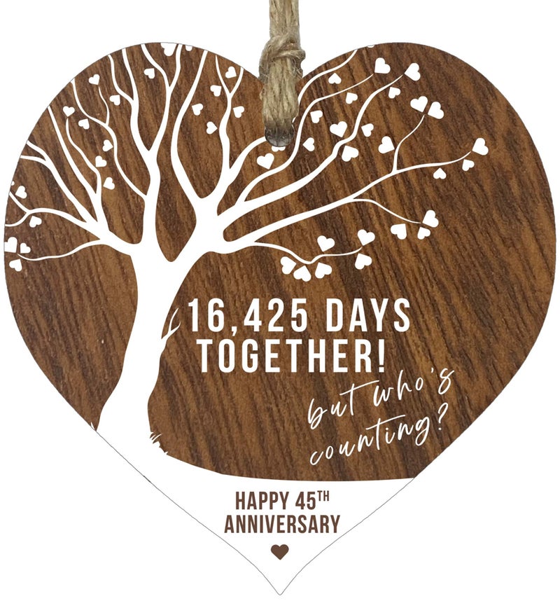 Stuff4 45th Wedding Anniversary Wooden Heart Plaque  Dark Wood Sign Keepsake  Celebrate Sapphire Anniversary Wife Husband Boyfreind Girlfriend Mom or Dad  Plaque with Quotes Gifts from the Kids - Image 1