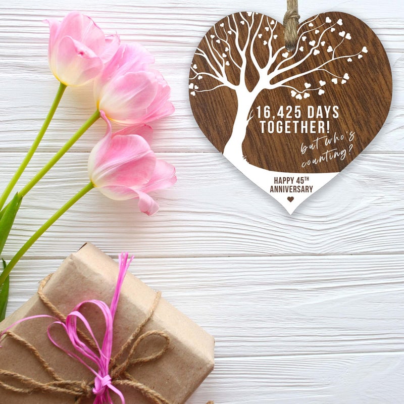 Stuff4 45th Wedding Anniversary Wooden Heart Plaque  Dark Wood Sign Keepsake  Celebrate Sapphire Anniversary Wife Husband Boyfreind Girlfriend Mom or Dad  Plaque with Quotes Gifts from the Kids - Image 5