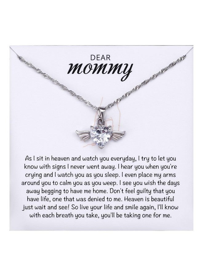 MIXJOY Mama of an Angel Baby Necklace, Miscarriage Gift for Loss of Baby Mother, Angel Wings Heart Necklace for Angels Mom, Infant Child Memorial Gifts, Remember Miscarry Gift, Silver - Image 1