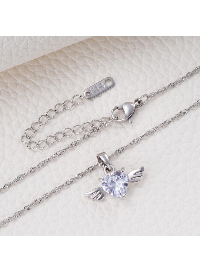 MIXJOY Mama of an Angel Baby Necklace, Miscarriage Gift for Loss of Baby Mother, Angel Wings Heart Necklace for Angels Mom, Infant Child Memorial Gifts, Remember Miscarry Gift, Silver - Image 4