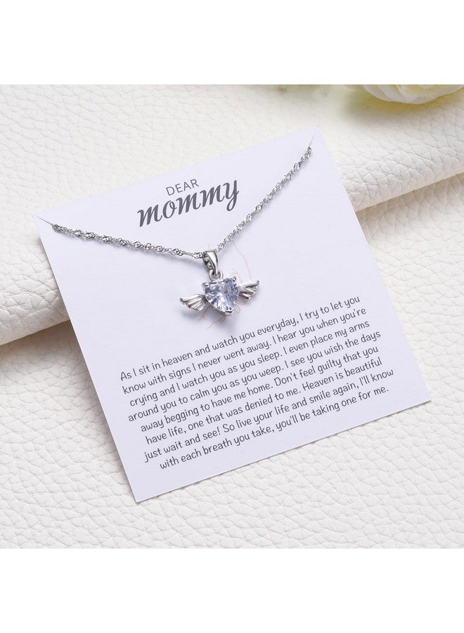MIXJOY Mama of an Angel Baby Necklace, Miscarriage Gift for Loss of Baby Mother, Angel Wings Heart Necklace for Angels Mom, Infant Child Memorial Gifts, Remember Miscarry Gift, Silver - Image 5