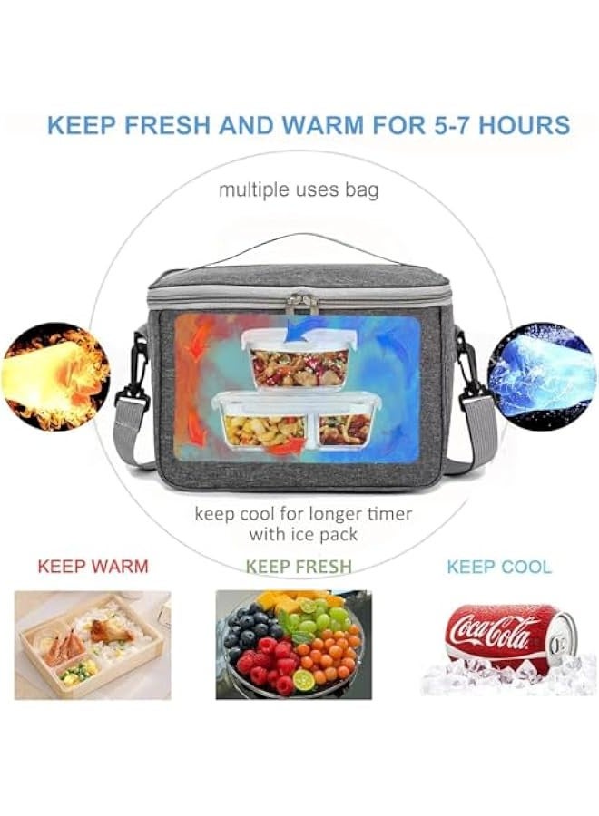 Beauenty Insulated Lunch Bag with Adjustable Shoulder Strap, Reusable Lunch Box Cooler Bag for Men Women, Meal Prep Container for School Work Office Picnic Hiking Beach, Thermal Lunch Cooler - Image 2