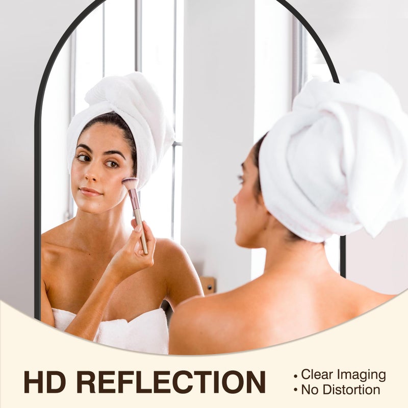 FICTOR Bathroom Mirror for Wall,2 Pack 24â€x36â€ Arched Vanity Bathroom Mirror for Over Sink, Metal Framed with HD Shatter-Proof Glass for Entryway, Living Room,Bedroom(Black) - Image 4
