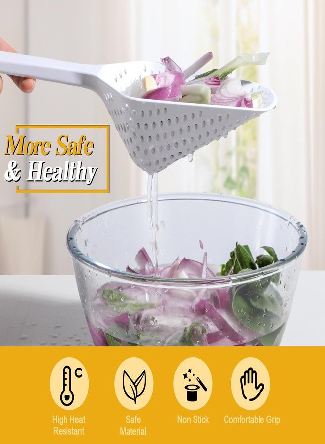 NVTED Strainer Scoop Colander, Food Strainer Slotted Spoon Long Handle with Nano Cleaning Balls, Plastic Heat-Resistant Large Slotted Strainer and Skimmer for Pasta, Vegetables, Salad - Image 5