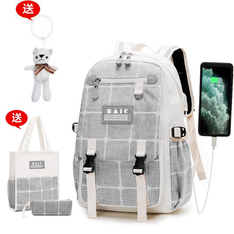 Arrival Backpack Female Korean Canvas Junior High School Senior High School Student Schoolbag Outdoor Casual Large Capacity Backpack - Image 1