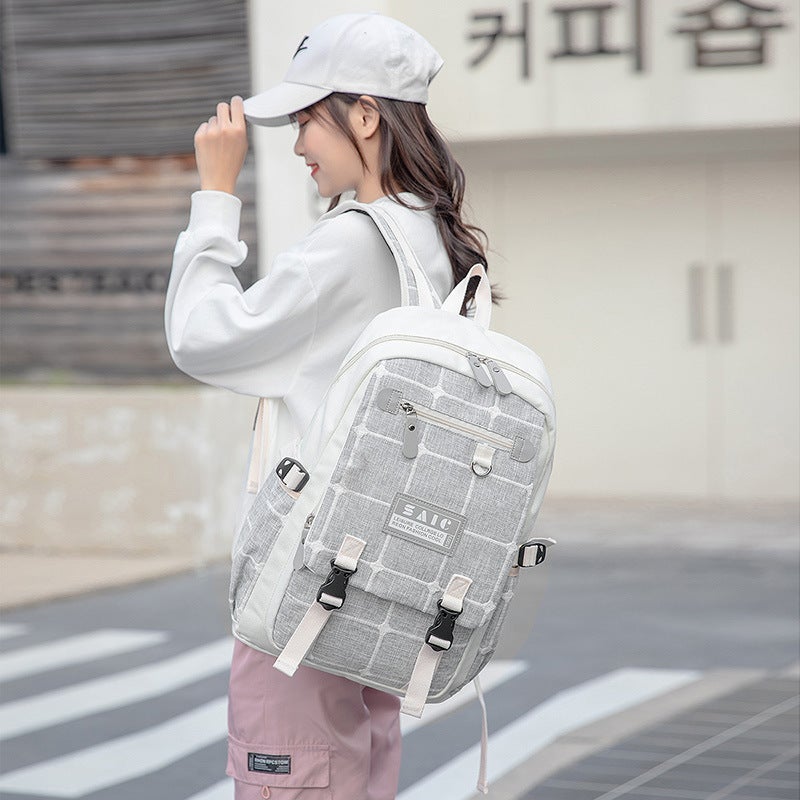 Arrival Backpack Female Korean Canvas Junior High School Senior High School Student Schoolbag Outdoor Casual Large Capacity Backpack - Image 4
