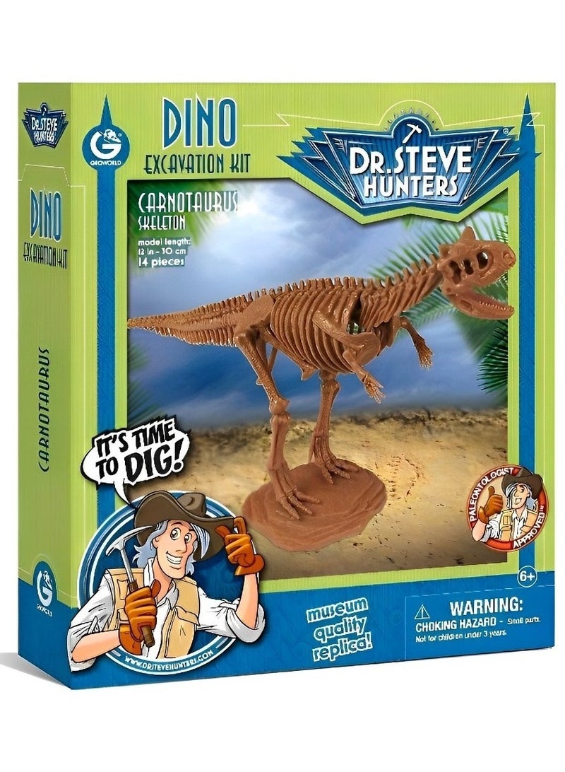دي آر. ستيف هانترز مجموعة هيكل عظمي 3D Fossil - نموذج هيكل عظمي (كارنوتوروس) ، ألعاب تنقيب تعليمية واقعية وعلمية عالية الجودة للأطفال ، نسخة متماثلة بجودة المتحف ، ممتعة وهدية مذهلة - Image 1