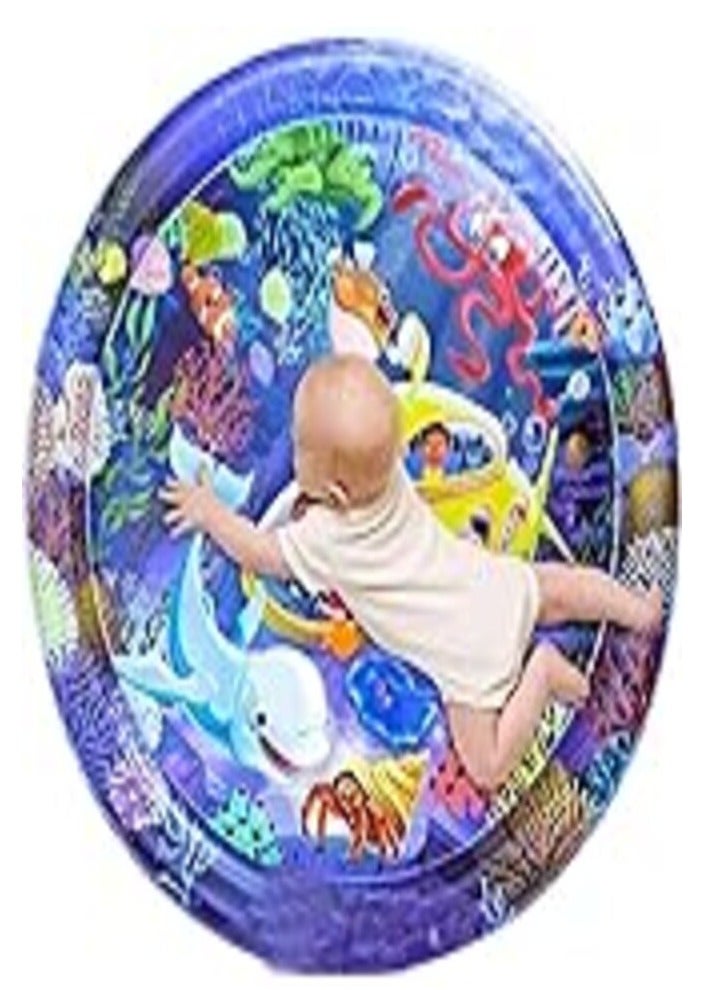 Inflatable or inflatable water play mat for tummy time for kids from 1 day to 3 years old, kids activity centre with marine life design, blue  - Image 4