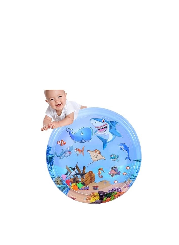Inflatable or inflatable water play mat for tummy time for kids from 1 day to 3 years old, kids activity centre with marine life design, blue  - Image 5