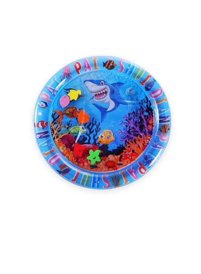Inflatable or inflatable water play mat for tummy time for kids from 1 day to 3 years old, kids activity centre with marine life design, blue  - Image 2