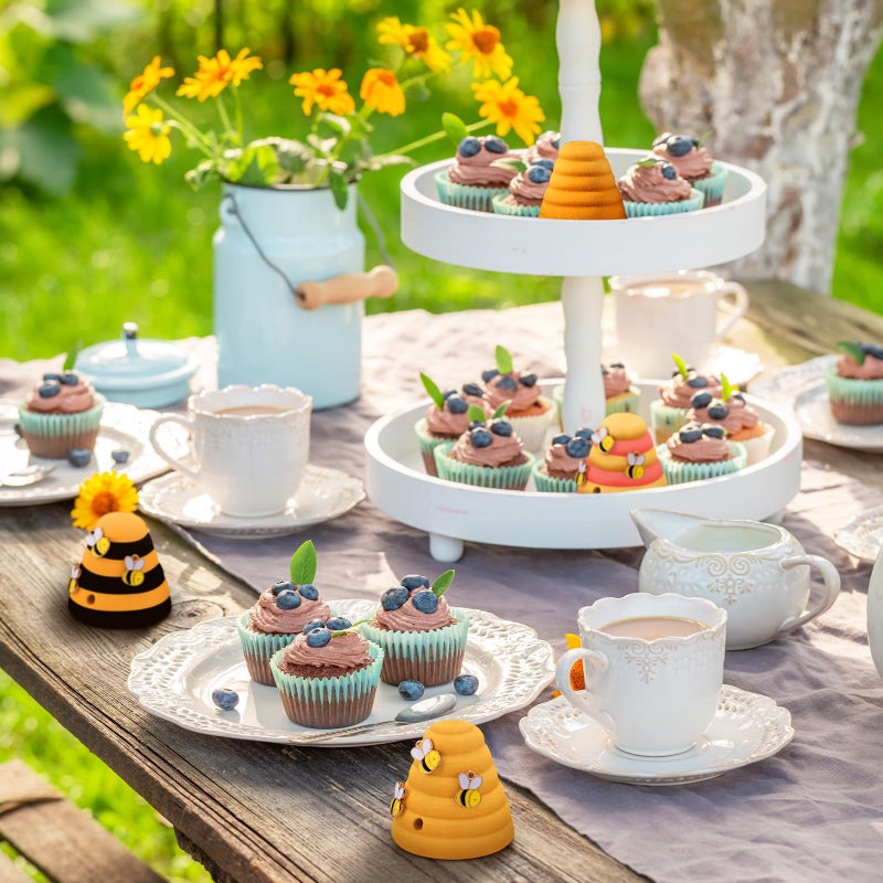 GlikCeil 10 Pcs Wood Bee Hive Decor Unfinished Wood Threaded Honeycomb Farmhouse Tiered Tray Decor Mini Beehive Model Bee Garden Decorations for DIY Table Shelf Sitter Party Craft, 1.8 x 1.9 Inch - Image 5