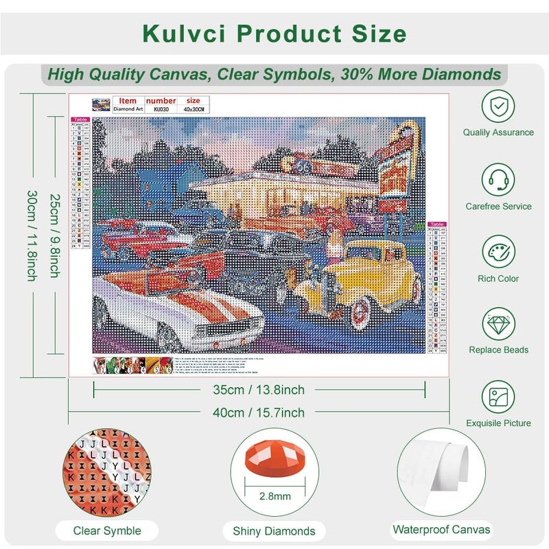 Kulvci Car Diamond Painting Kits for Adults, Diamond Art Kits for Beginners, 5D DIY Full Drill Gem Craft for Home Decor Gift 16x12inch - Image 4