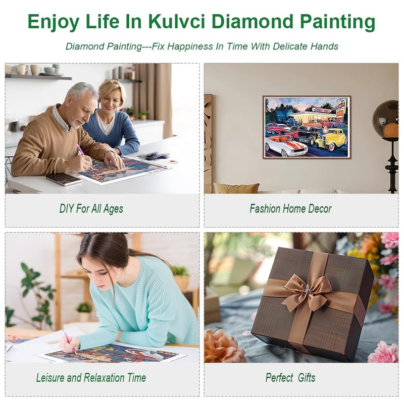 Kulvci Car Diamond Painting Kits for Adults, Diamond Art Kits for Beginners, 5D DIY Full Drill Gem Craft for Home Decor Gift 16x12inch - Image 3