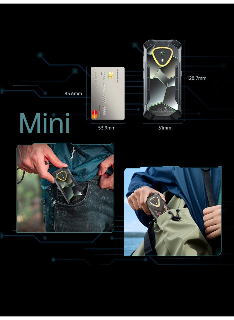 كوبوت هاتف Kingkong MINI 4 الذكي المتين، شاشة 4.7 بوصة عالية الدقة + معدل تحديث 90 هرتز، معالج ثماني النواة، ذاكرة وصول عشوائي 6 جيجابايت، سعة تخزين 128 جيجابايت، كاميرا 48 ميجابكسل، بطارية 4700 مللي أمبير، نظام تشغيل أندرويد 15، تقنية NFC، مستشعر بصمة جانبي - أسود + رمادي - Image 5
