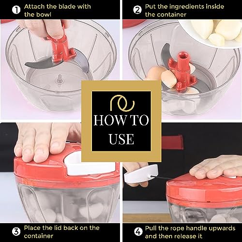 Frenchware (400 ml, Peach) Multipurpose Vegetable Chopper for Kitchen with 3 Blades, Polypropylene Material, Handy & Compact Chopper for Effortless Chopping - Image 5
