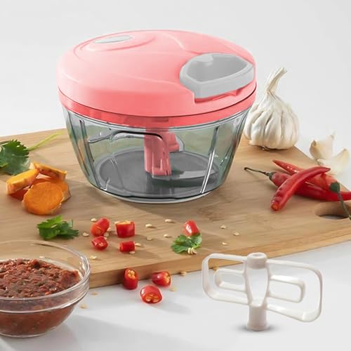Frenchware (400 ml, Peach) Multipurpose Vegetable Chopper for Kitchen with 3 Blades, Polypropylene Material, Handy & Compact Chopper for Effortless Chopping - Image 1