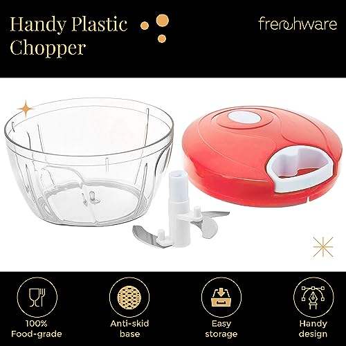 Frenchware (400 ml, Peach) Multipurpose Vegetable Chopper for Kitchen with 3 Blades, Polypropylene Material, Handy & Compact Chopper for Effortless Chopping - Image 2