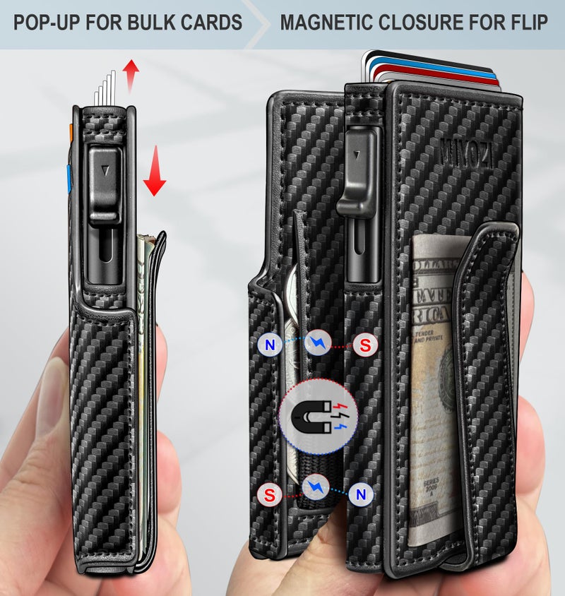 miyozi Men Wallet,with Money Clip Coins Pocket ID Window,Slim Front Pocket RFID Blocking Pop-up Card Holder 3.9"x 2.7", Gift Boxed - Image 4